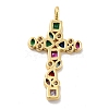 Cross Brass Micro Pave Colorful Cubic Zirconia Pendants KK-G419-17G-3