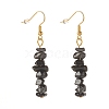 Natural Obsidian Chip Beaded Dangle Earrings EJEW-JE04788-08-1