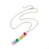 Colorful Glass Round Beaded Pendant Necklaces NJEW-JN04581-01-4