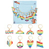 8Pcs 8 Style Pride Rainbow Alloy Enamel Pendant Stitch Markers HJEW-NB00030-1