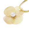 304 Stainless Steel & ABS Plastic Herringbone Chain Flower Pendant Necklaces for Women NJEW-C055-01G-2