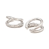 Rack Plating Brass Double Line Cuff Earrings EJEW-D069-09P-2