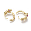 Brass Micro Pave Clear Cubic Zirconia Huggie Hoop Earrings EJEW-R114-007C-NF-3