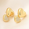 Rack Plating Heart Brass Micro Pave Clear Cubic Zirconia Stud Earrings EJEW-H143-26G-2