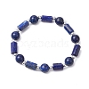 Natural Lapis Lazuli Round Beaded Stretch Bracelets for Women BJEW-JB11137-02-1