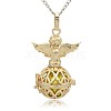 Golden Tone Brass Hollow Round Cage Pendants KK-J238-05G-3