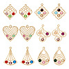 24Pcs 6 Style Iron with Glass Pendants IFIN-TA0001-61-2
