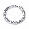 Tarnish Resistant Men's 304 Stainless Steel Diamond Cut Cuban Link Chain Bracelets X-BJEW-L673-002C-P-1