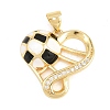 Football Brass Micro Pave Cubic Zirconia Pendants KK-A297-09A-G-1