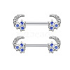 316L Surgical Stainless Steel Royal Blue Enamel Moon Nipple Rings WG12885-02-1