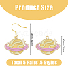 5 Pair 5 Style Golden Plated Alloy Enamel Planet Dangle Earrings with Iron Pins EJEW-AB00045-2