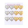 Ion Plating(IP) 304 Stainless Steel Heart Stud Earrings EJEW-C099-15GP-1