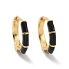 Black Enamel Bamboo Shape Hoop Earrings EJEW-C030-07G-1