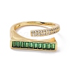 Green Cubic Zirconia Rectangle Open Ring RJEW-P032-26G-2