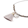 Polyester Tassel & Heart Charm Slider Bracelets for Women STAS-P302-13P-2