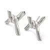 Rhodium Plated Knot Shape 925 Sterling Silver Stud Earring Findings STER-Q192-09P-1