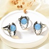 Natural & Synthetic Mixed Gemstone Wings Adjustable Rings RJEW-K241-04AS-3