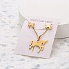 201 Stainless Steel Pendant Necklaces & Stud Earrings Sets FS-WG852B2-08-1