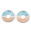 Transparent Resin & White Wood Pendants RESI-N039-52-3