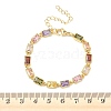 Rectangle Brass Pave Cubic Zirconia Link Chain Bracelets for Women BJEW-P385-05G-5