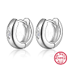 Anti-Tarnish Rhodium Plated 925 Sterling Silver Micro Pave Cubic Zirconia Hoop Earrings CR6273-2-1