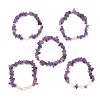 5Pcs 5 Style Natural Amethyst Chips Stretch Bracelets Set BJEW-JB09551-01-1