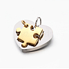 Valentine's Couple Jewelry Lovers 304 Stainless Steel Heart with Puzzle Jigsaw Split Pendants STAS-E090-46-2