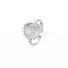 Non-Tarnish 304 Stainless Steel Flat Round with Initial Letter Open Cuff Ring for Men Women RJEW-S405-246P-F-3