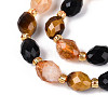Natural Obsidian & Citrine & Tiger Eye Beads Strands G-N358-04A-05-4