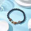 Natural Mookaite with Natural Lava Rock Beaded Stretch Bracelets for Women BJEW-JB11130-01-2