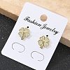 Brass Micro Pave Clear Cubic Zirconia Stud Earrings EJEW-M076-02G-01-5