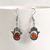 Natural Crystal Stone Hamsa Hand & Round Dangle Earrings UB8598-4-1