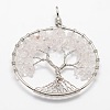 Tree of Life Natural Quartz Crystal Brass Wire Wrapped Big Pendants KK-L136-01G-NR-1