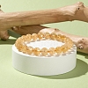 Natural Citrine Round Beads Stretch Bracelet BJEW-LS0001-09-5