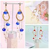 Natural Quartz Crystal Teardrop & Lampwork Mushroom Chandelier Earrings EJEW-SW00018-01-6