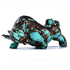 Cow Assembled Natural Bronzite & Synthetic Aqua Terra Jasper Model Ornament G-N330-38-1