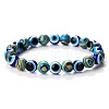 Synthetic Malachite & Evil Eye Round Beaded Stretch Bracelets for Men EH2427-3-1