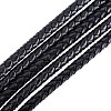 Black 6mm Round Folded Genuine Braided Leather Cords for Necklace Bracelet Jewelry Making WL-PH0001-01-2