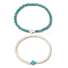 2Pcs Synthetic Turquoise Beads Stretch Bracelets for Women Men BJEW-JB11293-2