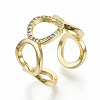 Brass Micro Pave Clear Cubic Zirconia Cuff Rings RJEW-S045-036G-NR-1