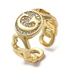 Brass Micro Pave Clear Cubic Zirconia Open Cuff Rings for Women RJEW-K289-02G-G-4