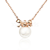 Sweet and Lovely S925 Silver Freshwater Pearl Necklace Butterfly Bow Collar RR3530-1