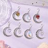 7Pcs 7 Styles Alloy Moon & Glass Pendant Decorations HJEW-JM02689-1