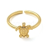 Rack Plating Brass Sea Turtle Open Cuff Rings for Women RJEW-C081-02G-2