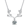 Anti-Tarnish Rhodium Plated 925 Sterling Silver Micro Pave Clear Cubic Zirconia Cable Chain Necklaces AJEW-U007-02P-1