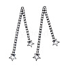 Rack Plated Brass Pave Rhinestone Chain with Star Big Pendants KK-N216-421-03B-2