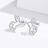 Anti-Tarnish Rhodium Plated 925 Sterling Silver Bunny Stud Earrings EJEW-FF0009-08P-2