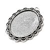 Tibetan Style Antique Silver Alloy Flat Oval Pendant Cabochon Settings X-TIBEP-M022-58AS-3