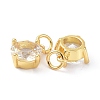 Brass Cubic Zirconia Charms ZIRC-C022-05G-2