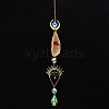 Natural Red Agate Piece & Metal Evil Eye Moon Hanging Ornaments PW-WG66301-06-1